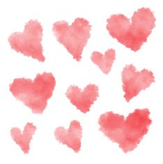 Set of watercolor hearts N3