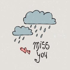 Hand drawn miss you card