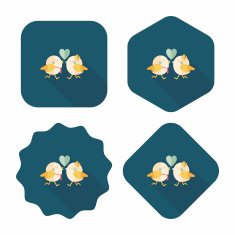 Valentine's Day lover bird flat icon with long shadow eps10 N87
