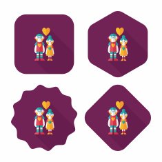 Valentine's day couple flat icon with long shadow eps10 N53