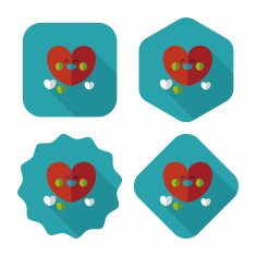 Valentine's Day love heart flat icon with long shadow eps10 N45