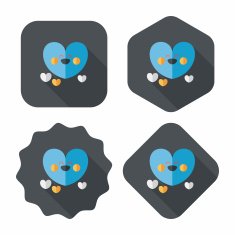 Valentine's Day love heart flat icon with long shadow eps10 N46