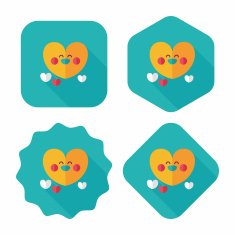 Valentine's Day love heart flat icon with long shadow eps10 N47