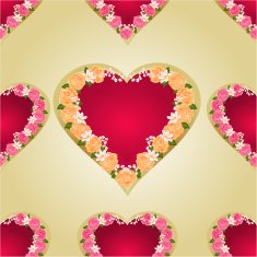 Seamless texture heart with roses gold background vector