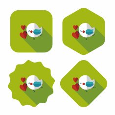 Valentine's Day lover bird flat icon with long shadow eps10 N88