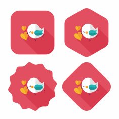 Valentine's Day lover bird flat icon with long shadow eps10 N90
