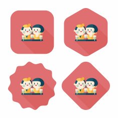Valentine's day couple flat icon with long shadow eps10 N57
