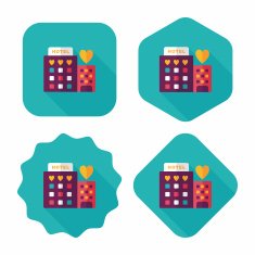 Valentine's day hotel flat icon with long shadow eps10 N26