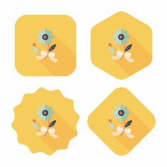 Valentine's Day flower flat icon with long shadow eps10 N62