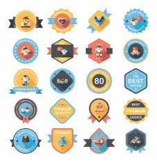 Wedding badge banner flat design background set eps10 N8
