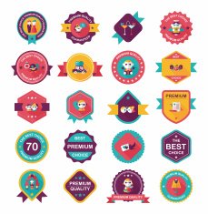 Wedding badge banner flat design background set eps10 N18