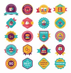 Wedding badge banner flat design background set eps10 N19