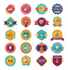 Wedding badge banner flat design background set eps10 N20