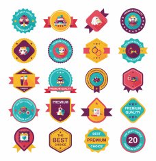Wedding badge banner flat design background set eps10 N22