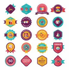 Wedding badge banner flat design background set eps10 N24