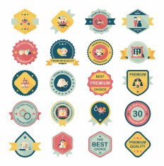 Wedding badge banner flat design background set eps10 N37