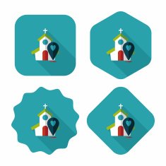 wedding church flat icon with long shadow eps10 N27