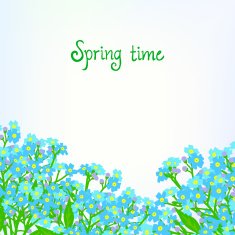 Vector card with small blue flowers N4