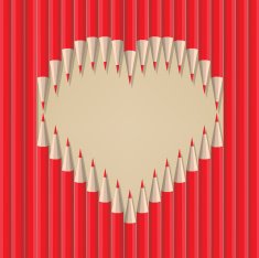 heart shape out of pencils valentines day