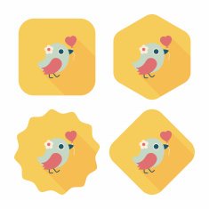 wedding bird flat icon with long shadow eps10 N47