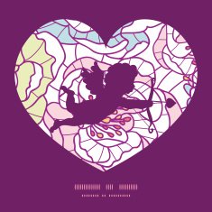 Vector colorful line art flowers shooting cupid silhouette frame pattern