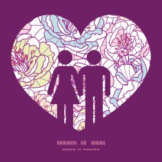 Vector colorful line art flowers couple in love silhouettes frame N2