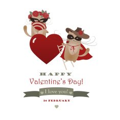 Couple of funny valentine cats Zorro cat and his girlffriend