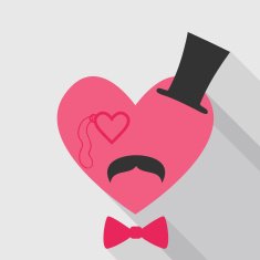 Valentine's Day Card - with Heart Face Mustache