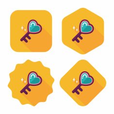 Valentine's Day lover key lock flat icon with long shadow N7