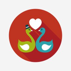 wedding swan flat icon with long shadow eps10 N7