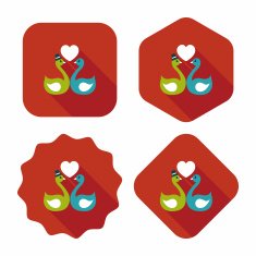 wedding swan flat icon with long shadow eps10 N8