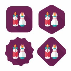 wedding couple flat icon with long shadow eps10 N166