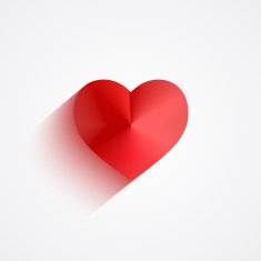 Valentine red heart flat long shadow design