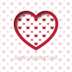 Heart Paper Sticker With Shadow Valentine's day vector illustrat