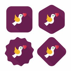 wedding bird flat icon with long shadow eps10 N65