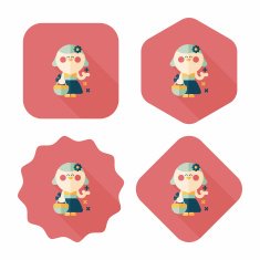wedding flower girl flat icon with long shadow eps10 N26