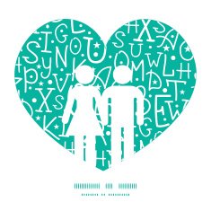 Vector white on green alphabet letters couple in love silhouettes