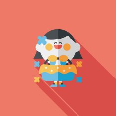 wedding flower girl flat icon with long shadow eps10 N42