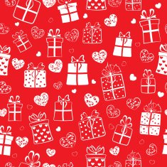 Seamless pattern of hearts and gift boxes N8