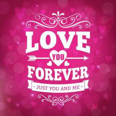 Love you forever typography greeting card background