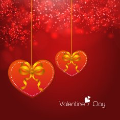 Happy Valentine's Day celebrations with hanging hearts