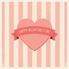 Vintage Valentine's day card with soft colors and simple