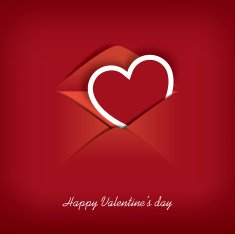 Valentine's day card in an envelope blending into red