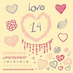 Vector large creative set of Valentines day N6