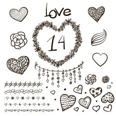 Vector large creative set of Valentines day N7