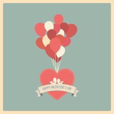 Vintage Valentine's day card with soft colors and simple N2