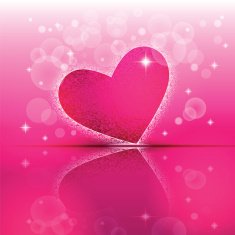 Heart shape with its reflection to the Valentine's day