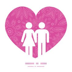 Vector pink abstract flowers texture couple in love silhouettes frame
