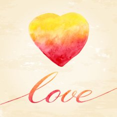 Watercolor heart for greeting card N2