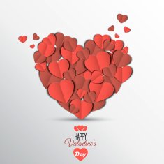Paper heart Valentines day card N2